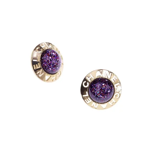 CHANEL Stud Earrings Women's Purple