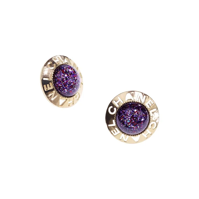 CHANEL Stud Earrings Women's Purple-0