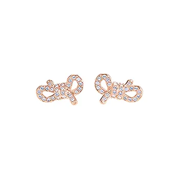 Swarovski Faux Crystal Stud Earrings Women's Rose Gold