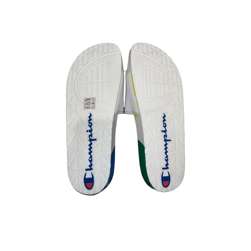 Champion Rubber Sole Quiet Slide Slippers Men's White Red Yellow-2