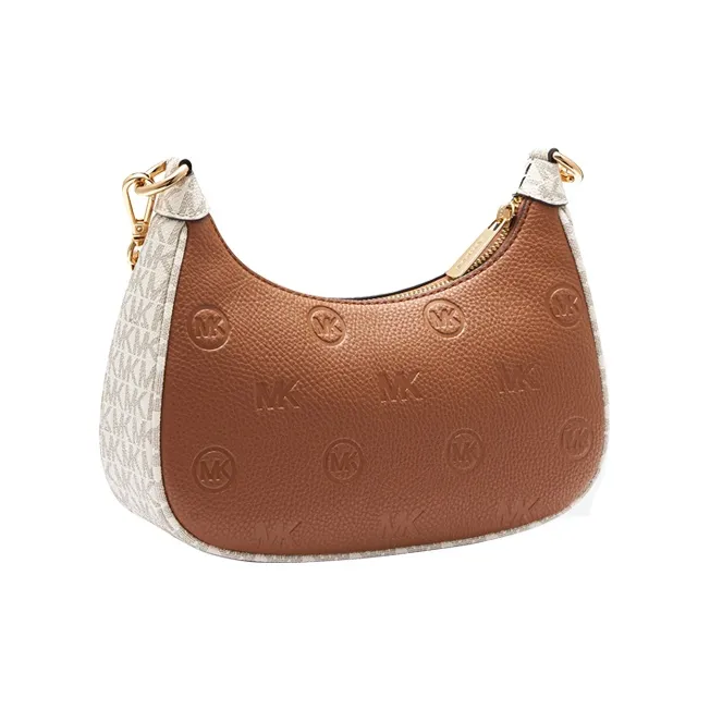 MICHAEL KORS Patchwork Leather Shoulder Bag, Portable Crossbody Shoulder Bag Medium Size Women's Pink/Gray/Brown-9