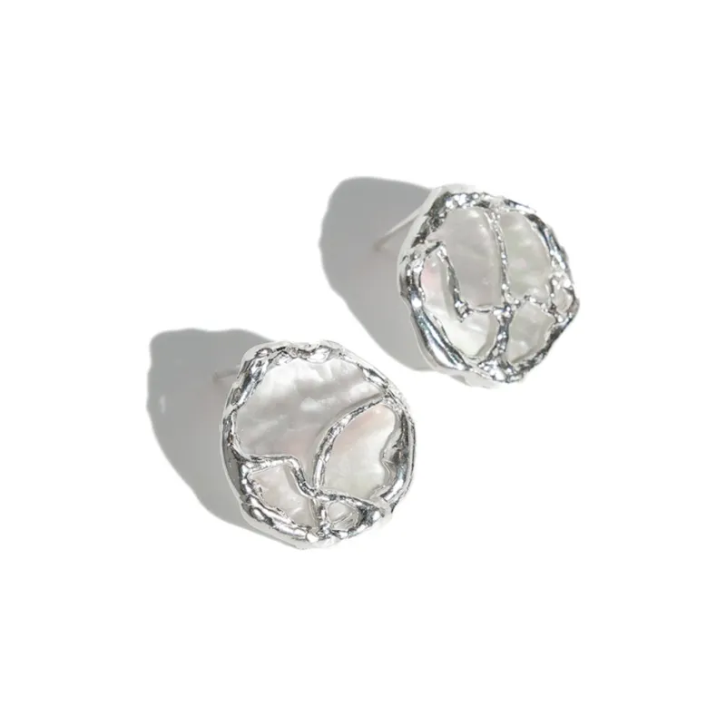 M.Wong Color Changing Mother of Pearl 925 Sterling Silver Stud Earrings Women's-1