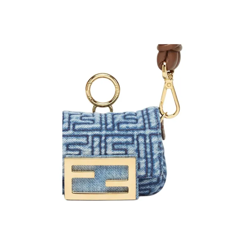FENDI Baguette Denim Handbag Extra Mini Women's Blue-4