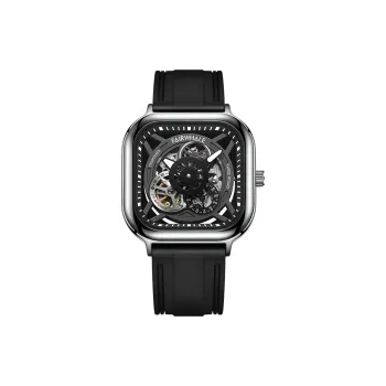 FAIRWHALE Mechanical Movement Silicone Strap Watch Men's Watches Black Dial