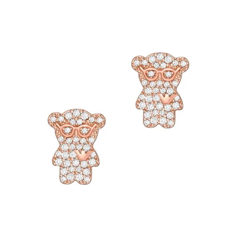EMPORIO ARMANI Rose Gold Tone Brass Stud Earrings-1