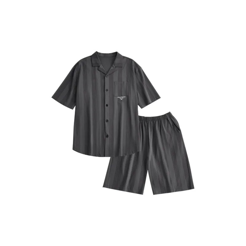 Peninsula City Pajama Set Men's Striped Gray-0
