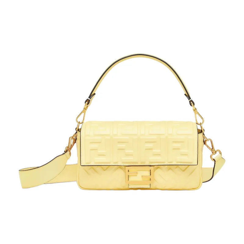 FENDI Baguette Lambskin Portable Crossbody Bag, Shoulder Bag Women's Yellow-0