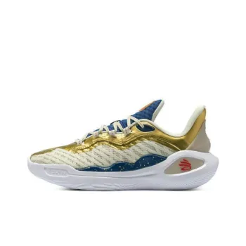 Under Armour Curry 11 Anti Slip Wear Resistant Low Top Basketball Shoes Unisex Yellow Blue