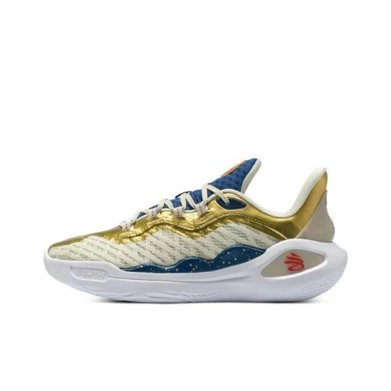 Under Armour Curry 11 Anti Slip Wear Resistant Low Top Basketball Shoes Unisex Yellow Blue-0