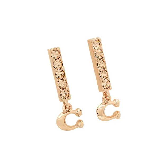 COACH 925 Sterling Silver Stud Earrings Women's Rose Gold/Silver-0