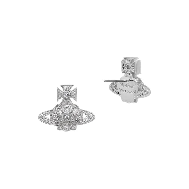 Vivienne Westwood Brass, Crystal Stud Earrings Women's Silver-1