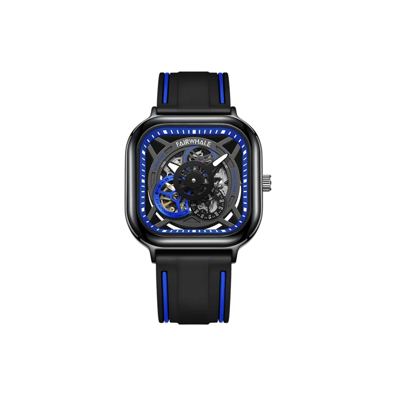 FAIRWHALE Mechanical Movement Silicone Strap Watch Men's Watches Black Dial-2
