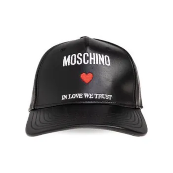 MOSCHINO Leather Baseball Caps Women's Black