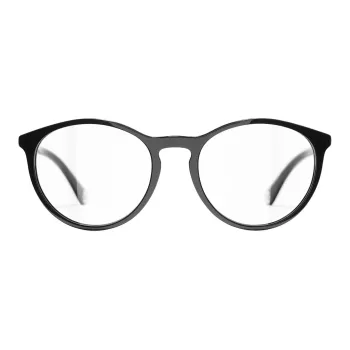 CHANEL Acetate Oval Eyeglass Frames Unisex Black