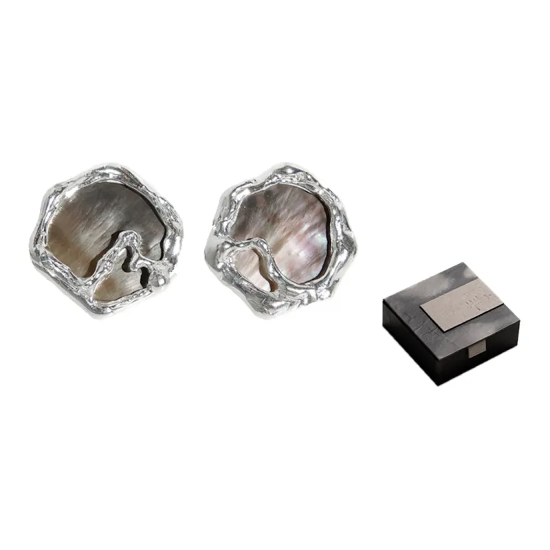 M.Wong Color Changing Mother of Pearl 925 Sterling Silver Stud Earrings Women's-4