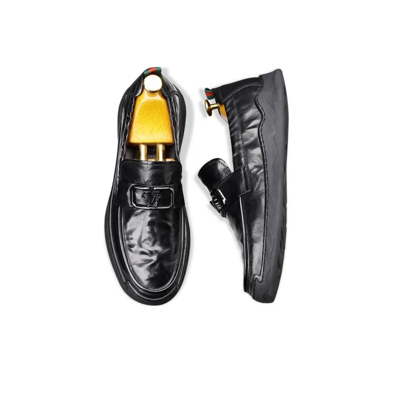 GZZ Dress Shoes Men Low Top Black-2