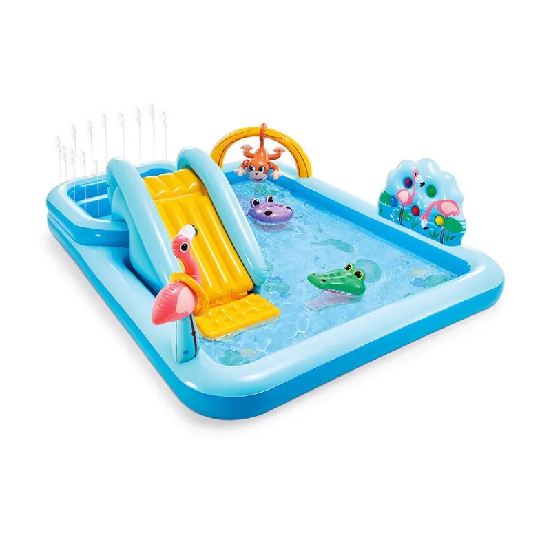 INTEX Water Slide Inflatable Pool, Inflatable Water Pool Inflatable Castle Swimming Pool Fishing Pool Water Toy Set-0