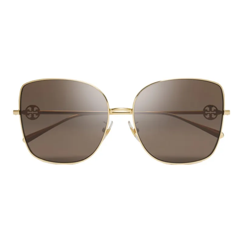 TORY BURCH Metal Irregular Shape Sunglasses Unisex Gold-1
