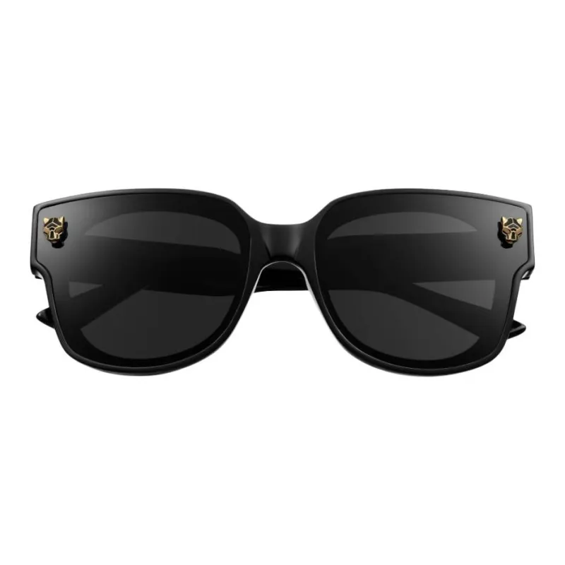 CARTIER Plate Frame Irregular Shape Sunglasses Unisex Black-1