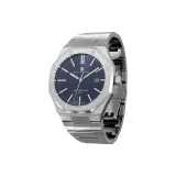 Silver Steel Band with Silver Case and Blue Dial