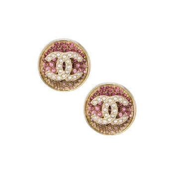 CHANEL Metal Stud Earrings Women's