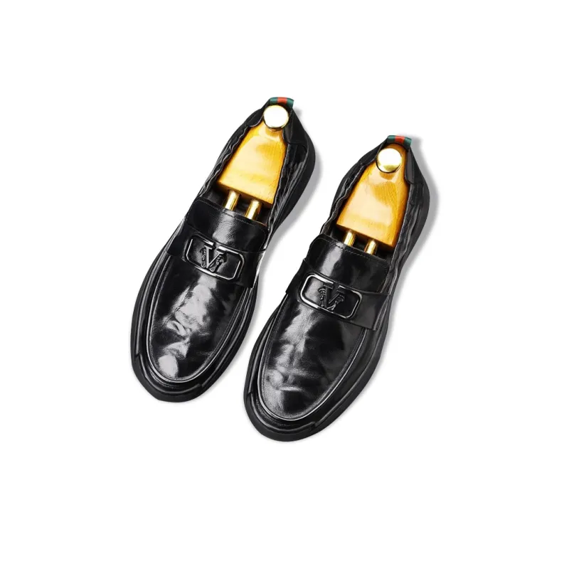 GZZ Dress Shoes Men Low Top Black-3