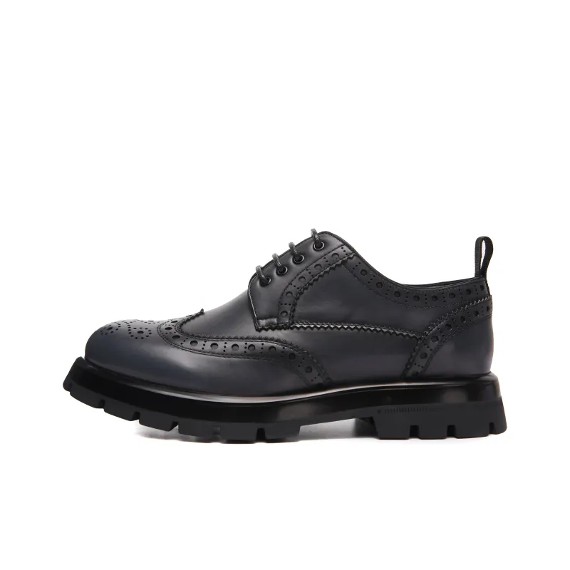 CTCY Dress Shoes Men Low Top Black/Blue-5