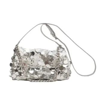 Boniu Sequins Shoulder Bag Medium Size Women's Silver