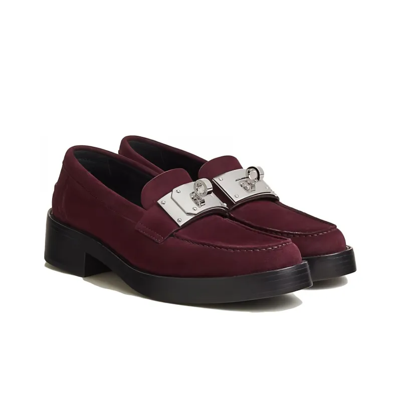 HERMES Loafers Women's Mahogany Brown-2