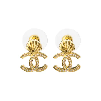 CHANEL Stud Earrings Women's Gold