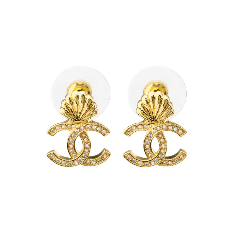 CHANEL Stud Earrings Women's Gold-0