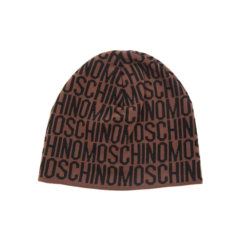 MOSCHINO Wool Viscose Beanies Unisex Brown-1