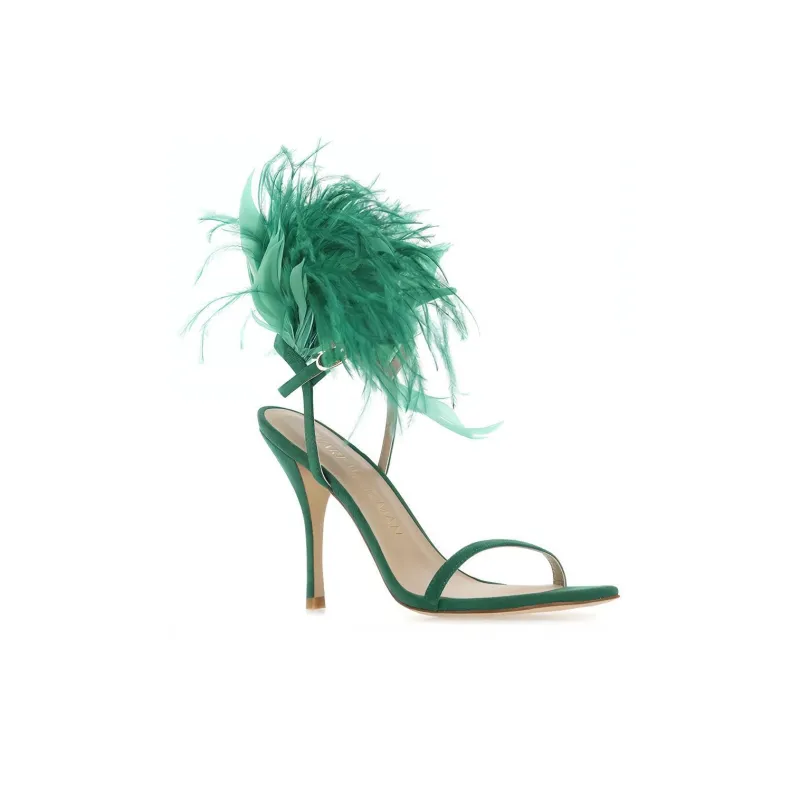stuart weitzman Plume 100mm Feather-detail Sandals-3