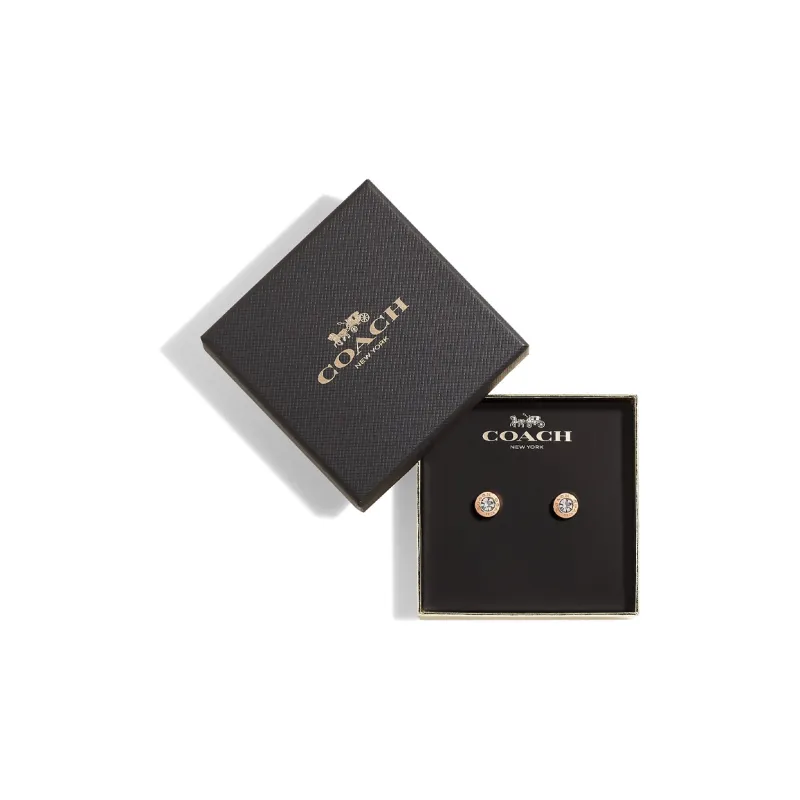 COACH Stud Earrings Women's Rose Gold Gray-1
