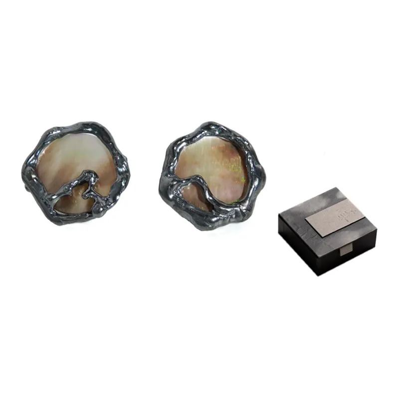 M.Wong Color Changing Mother of Pearl 925 Sterling Silver Stud Earrings Women's-1