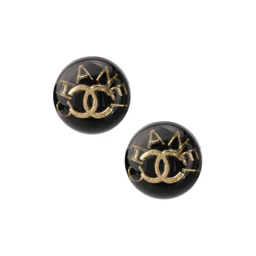 CHANEL Stud Earrings Women's Black