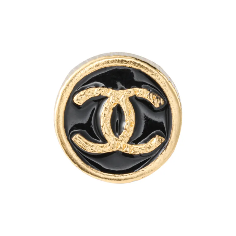 CHANEL Alloy Stud Earrings Women's Black-1