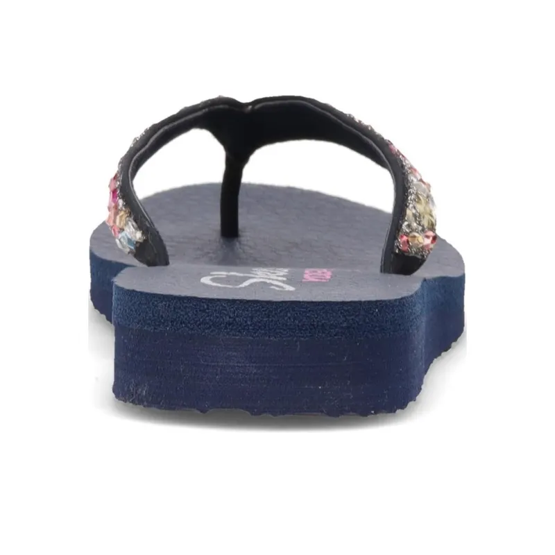 Skechers Meditation Rubber Sole Slip-Resistant Flip Flops Women's Blue-3