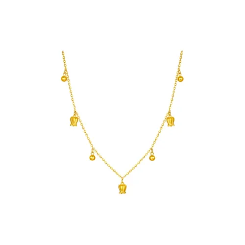 ZHOU LIU FU Freesia 5G Gold Necklace Solid Gold Priced In Gram Necklaces Women's