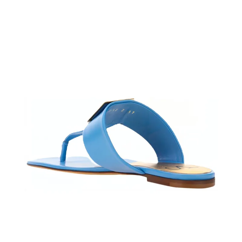 Valentino One Stud Flip Flops Women's Blue-3