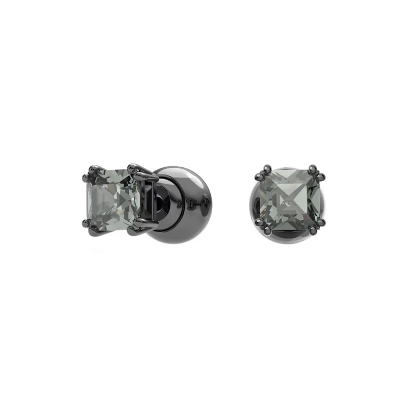 Swarovski Millenia Rhodium Plated, Faux Crystal Stud Earrings Women's Black-1