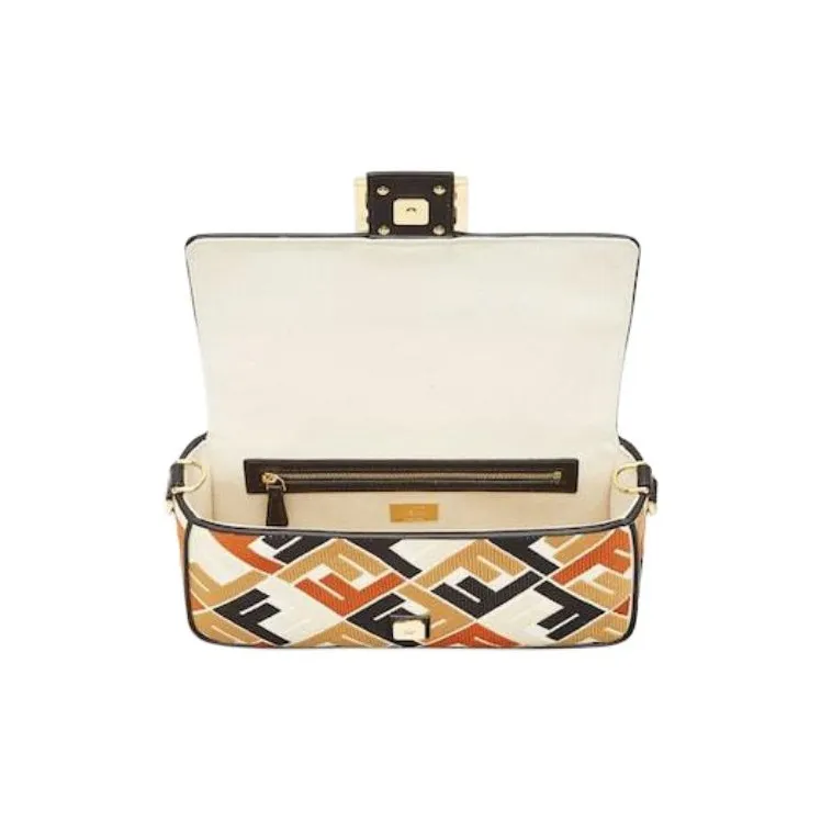 FENDI Canvas Shoulder Bag Crossbody Bag Handbag Women's Natural Brown & Black-3