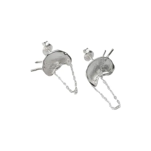 M.Wong 925 Sterling Silver Burned White Distressed Handmade Chain Tassel Earrings Unisex
