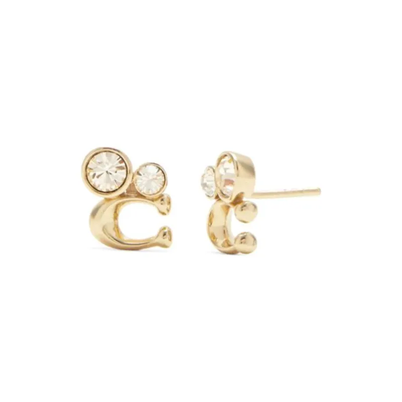 COACH Alloy Stud Earrings Women's Gold-0