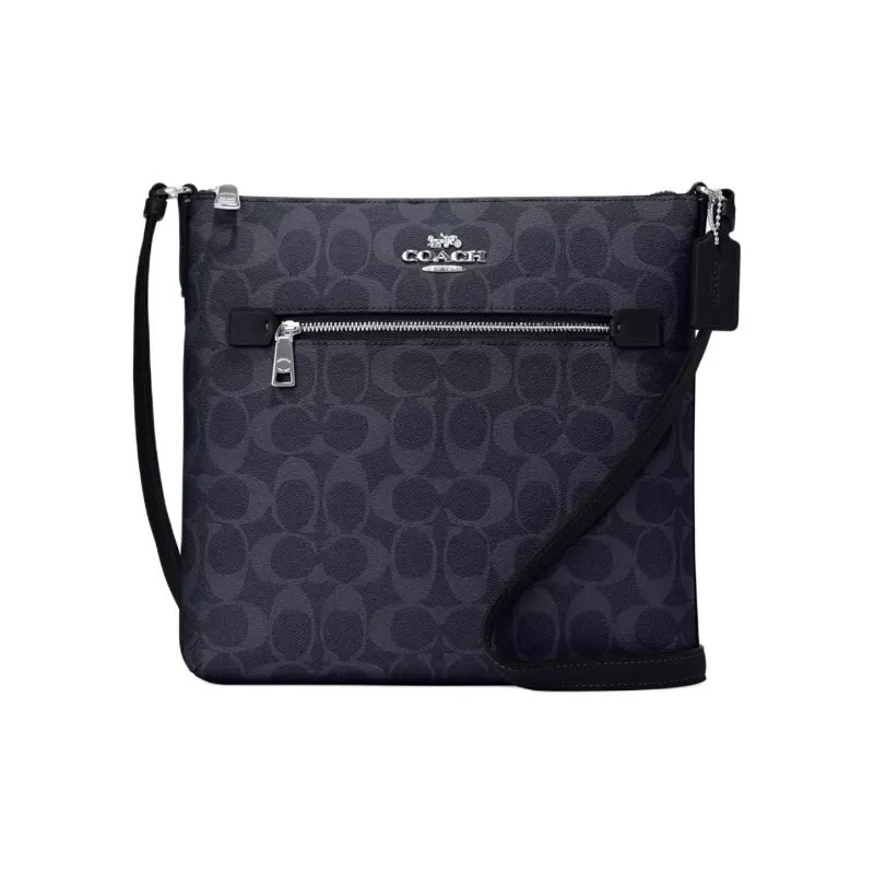 COACH Rowan Coated Canvas Shoulder Bag Crossbody Bag Medium Size Women's Midnight Navy-0