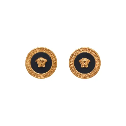 VERSACE Medusa Stud Earrings Unisex Black/Gold