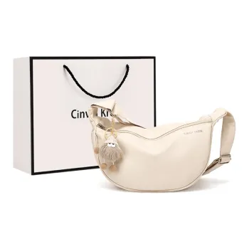 CinvaiKrose Fabric Shoulder Bag, Crossbody Bag, Dumpling Bag, Sling Bag Small Size Women's Ecru/Black/Burgundy