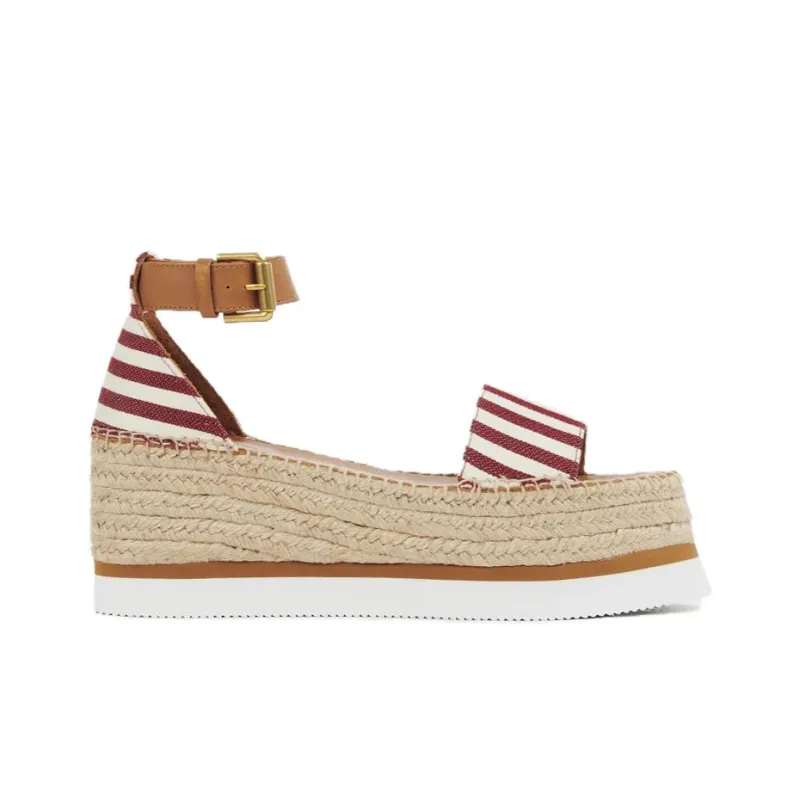 See By Chloe Glyn Strap Sandals 5.5cm Women's Brown Red White-1