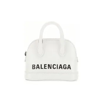 Balenciaga Ville Cow Leather Clutch Handbag Mini Women's White