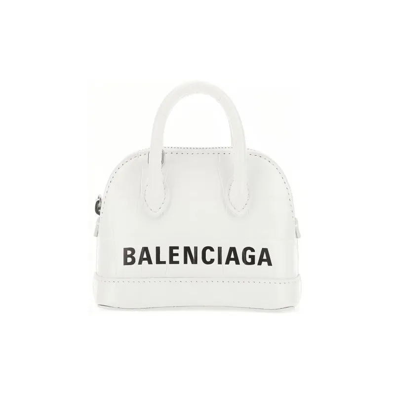 Balenciaga Ville Cow Leather Clutch Handbag Mini Women's White-0